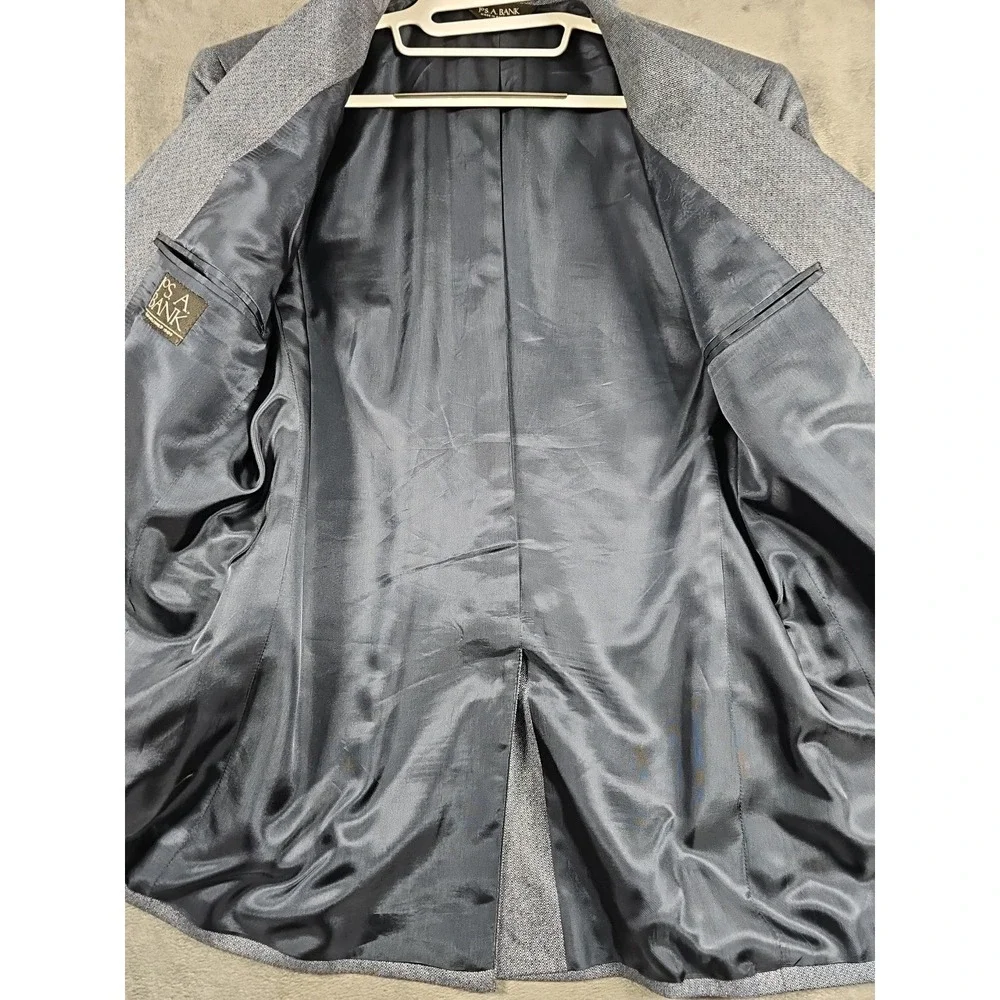 Jos A Bank 42R‎ 💯 Silk Suit Blue Gray Blazer Jacket Sport Coat Men Vtg 2 Button
